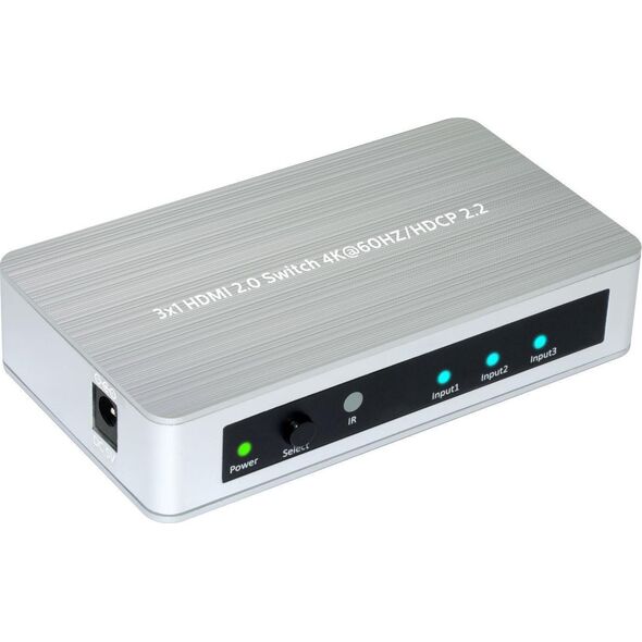 MicroConnect HDMI 2.0 Switch 3 to 1 way