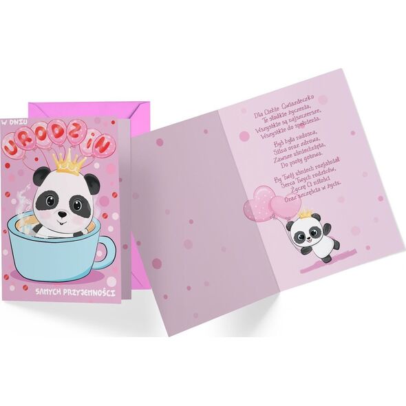 KUKARTKA Karnet B6 PR-411 Urodziny dziecięce (panda)