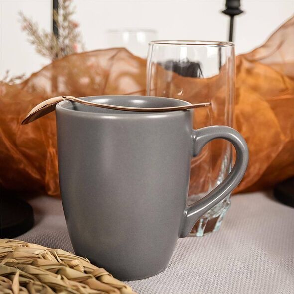 Orion Kubek z uchem do picia kawy herbaty napojów ceramiczny szary alfa 350 ml