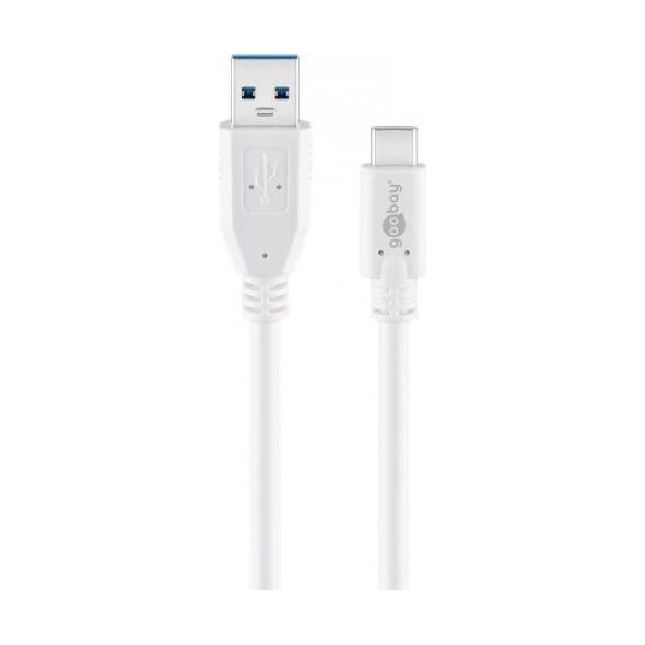 Kabel USB Goobay USB-A - USB-C 1 m Biały (67188)