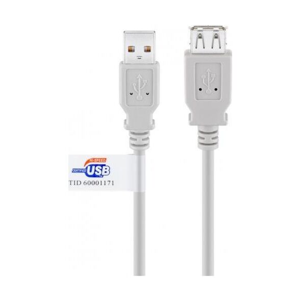 Kabel USB Goobay USB-A - USB-A 5 m Szary (JAB-853464)
