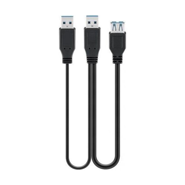 Kabel USB Goobay USB-A - 2x USB-A 0.3 m Czarny (RB95749)