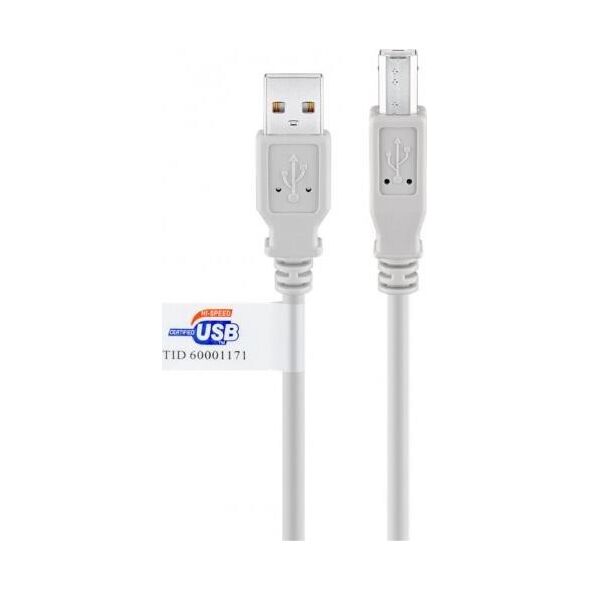 Kabel USB Goobay USB-A - USB-B 2 m Szary (50831)