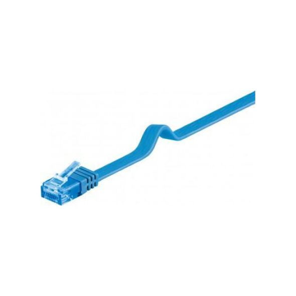 Goobay CAT 6A Płaska Kabel połączeniowy,U/UTP, Niebieski - Długość kabla 0.5 m