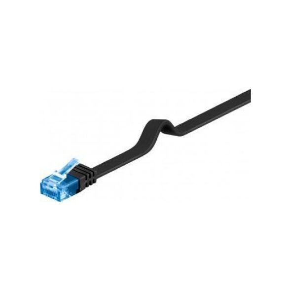 Goobay CAT 6A Płaska Kabel połączeniowy,U/UTP, czarny - Długość kabla 15 m