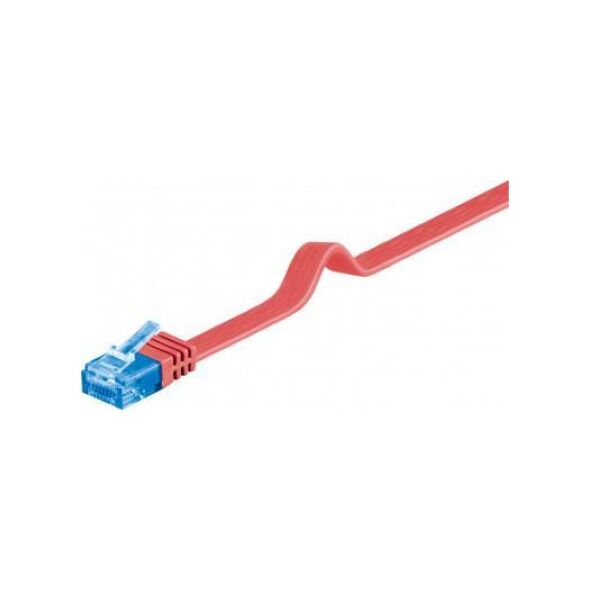 Goobay CAT 6A Płaska Kabel połączeniowy,U/UTP, Czerwony - Długość kabla 3 m