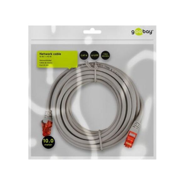 Goobay CAT 6Kabel łączący, U/UTP, Szary - Długość kabla 10 m