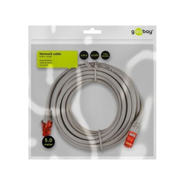 Goobay CAT 6Kabel łączący, U/UTP, Szary - Długość kabla 5 m