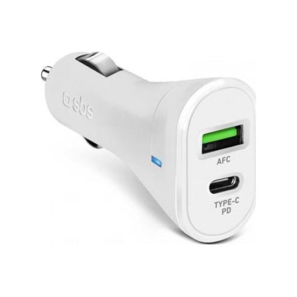 Ładowarka SBS Mobile SBS Ładowarka Samochodowa PD 1xUSB 1xUSB-C 20W biała