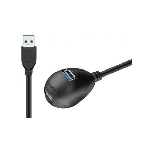 Adapter USB Goobay Przedłużacz USB 3.0 Hi-Speed z nóżką, Czarny - Długość kabla 1.5 m