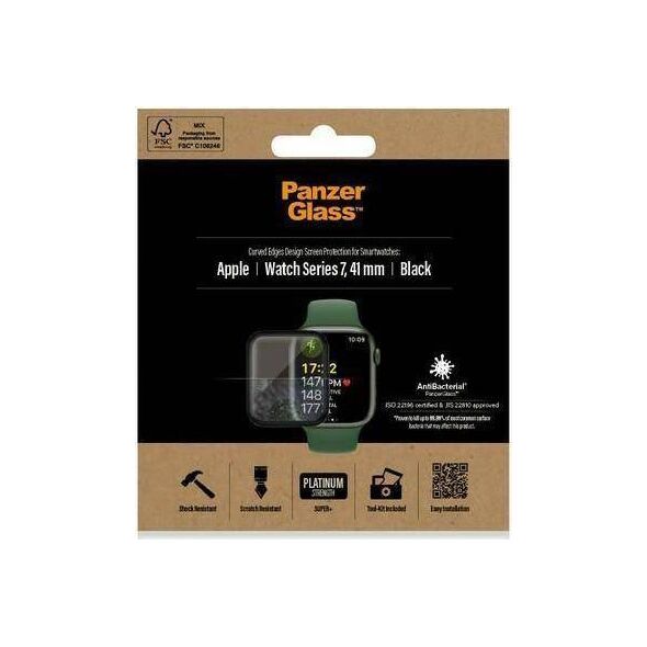 PanzerGlass PanzerGlass Curved Apple Watch 7 41mm Antibacterial czarny/black