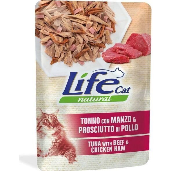 Life Pet Care LIFE CAT sasz.70g TUNA + BEEF + HAM /30