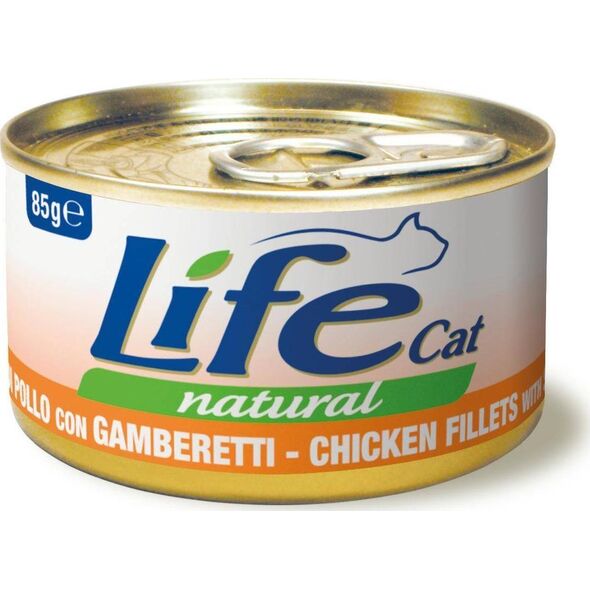 Life Pet Care LIFE CAT pusz.85g CHICKEN + SHRIMPS FILLETS /24