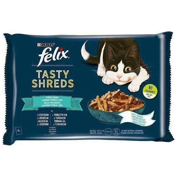 Felix FELIX sasz.4x80g TASTY SHREDS ŁOSOŚ& TUŃCZYK rybne smaki w sosie /12