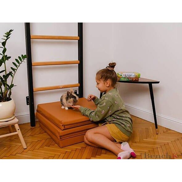 BenchK Materac gimnastyczny 3-częściowy T25 180 cm x 60 cm x 8 cm brązowy
