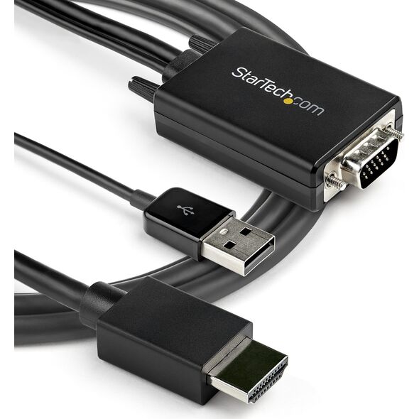 Kabel StarTech HDMI - D-Sub (VGA) + USB-A 2m czarny (VGA2HDMM2M)