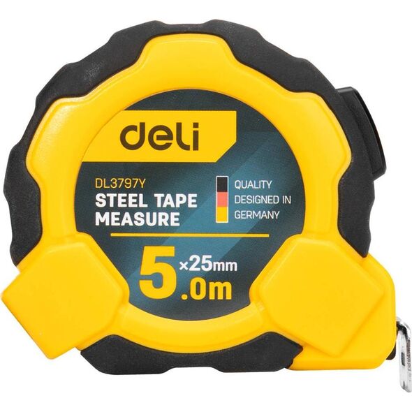 Deli Miara zwijana Deli Tools EDL3797Y, 5m/25mm (żółta)