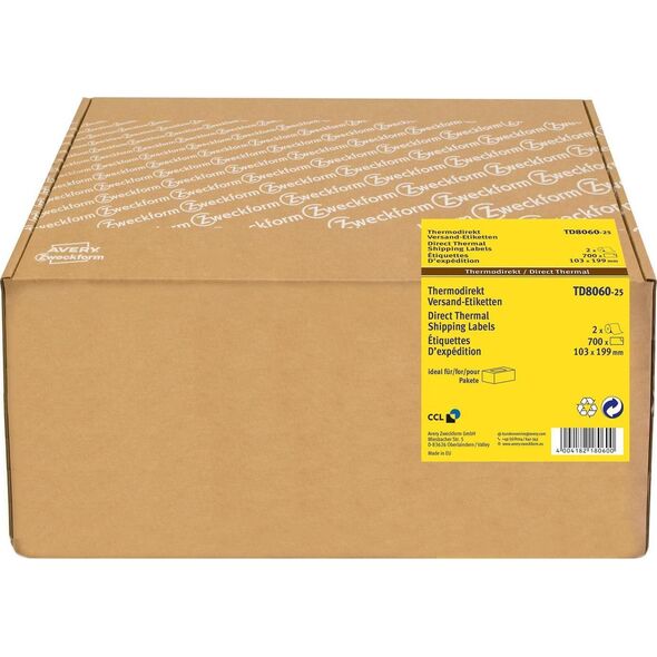 Avery Zweckform Termiczne etykiety wysyłkowe TD8060-25 103 x 199 w rolce, Avery Zweckform
