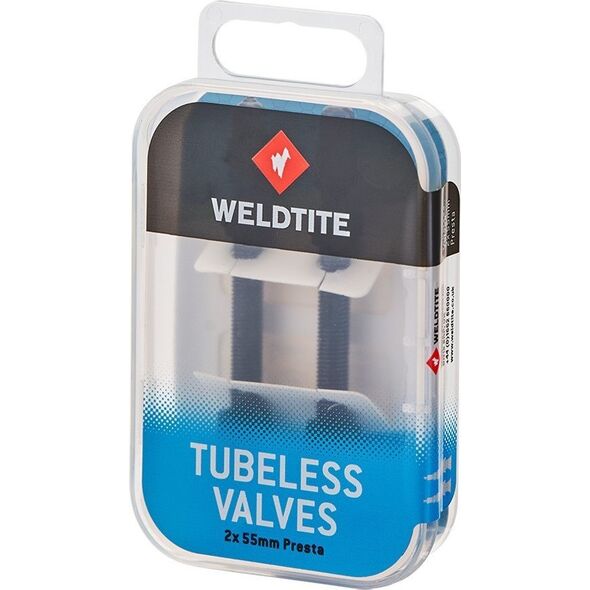 Weldtite Zestaw wentyli WELDTITE TUBELESS VALVE KIT 2 x 55mm Presta (pudełko) (NEW)