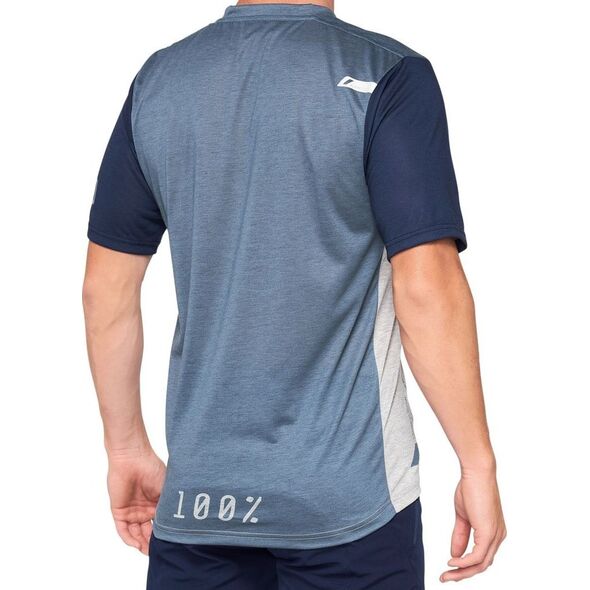 100% Koszulka męska 100% AIRMATIC Jersey krótki rękaw steel blue grey roz. M (NEW 2021)