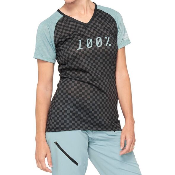 100% Koszulka damska 100% AIRMATIC Women's Jersey krótki rękaw black floral roz. S (NEW 2021)