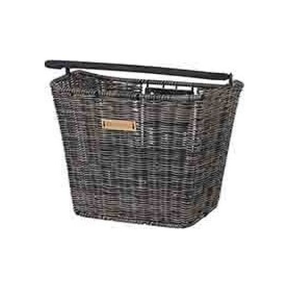 Basil Kosz na kierownicę BASIL BREMEN RATTAN LOOK KF ratanowy + Płytka mocująca do kosza BASIL KLICKFIX ADAPTER PLATE system do mocowania na kierownicę odpinany (bez wspornika) nature brown (NEW)
