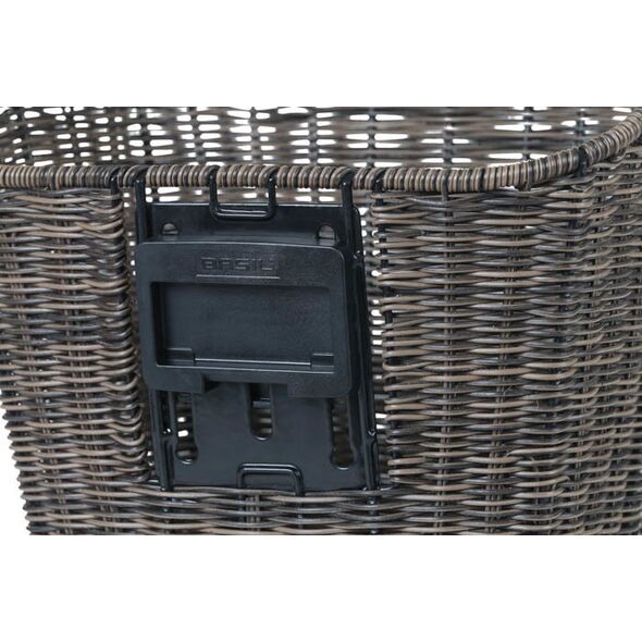 Basil Kosz na kierownicę BASIL BREMEN RATTAN LOOK KF ratanowy + Płytka mocująca do kosza BASIL KLICKFIX ADAPTER PLATE system do mocowania na kierownicę odpinany (bez wspornika) nature brown (NEW)