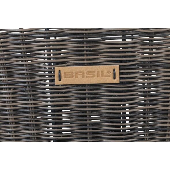 Basil Kosz na kierownicę BASIL BREMEN RATTAN LOOK KF ratanowy + Płytka mocująca do kosza BASIL KLICKFIX ADAPTER PLATE system do mocowania na kierownicę odpinany (bez wspornika) nature brown (NEW)