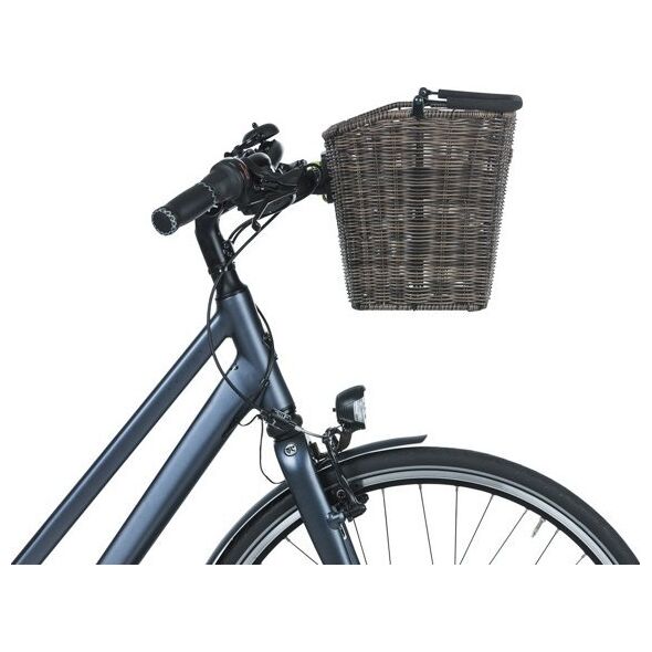 Basil Kosz na kierownicę BASIL BREMEN RATTAN LOOK KF ratanowy + Płytka mocująca do kosza BASIL KLICKFIX ADAPTER PLATE system do mocowania na kierownicę odpinany (bez wspornika) nature brown (NEW)