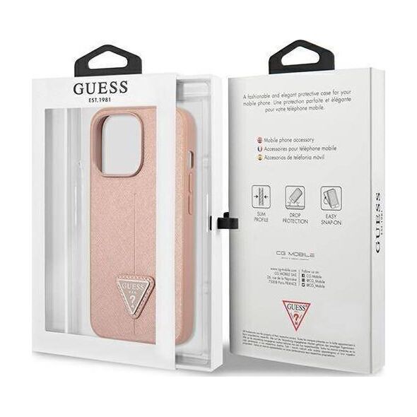 Guess Guess GUHCP13XPSATLP iPhone 13 Pro Max 6,7" różowy/pink hardcase SaffianoTriangle Logo