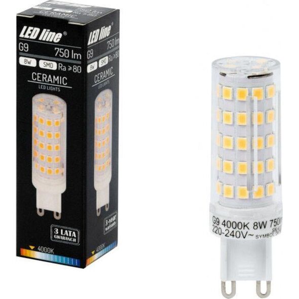 Ledline Light Bulb|LED LINE|Power consumption 8 Watts|Luminous flux 750 Lumen|4000 K|220-240 AC|Beam angle 270 degrees|247910