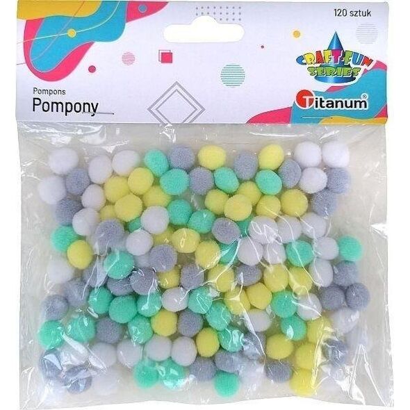 Titanum Pompony poliestrowe 10mm mix 120szt
