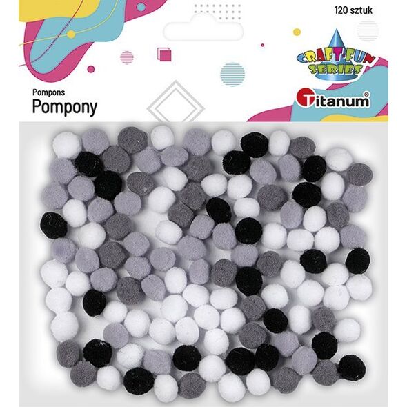 Titanum Pompony poliestrowe 10mm mix 120szt