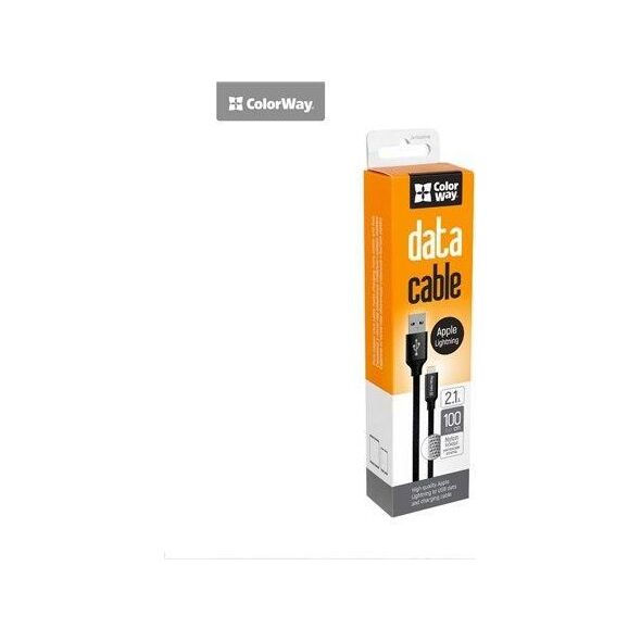 Kabel USB ColorWay USB-A - Lightning 1 m Czarny (CW-CBUL004-BK)