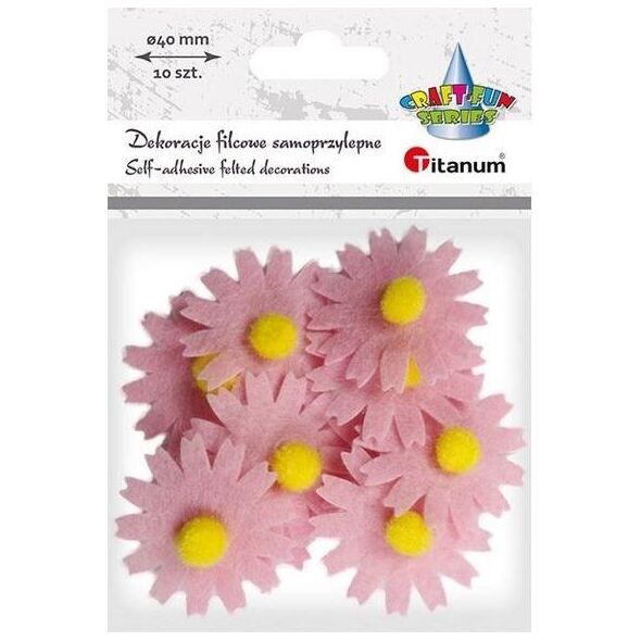 Titanum Filcowe dekoracje 3D kwiaty jasnoróżowe 10szt