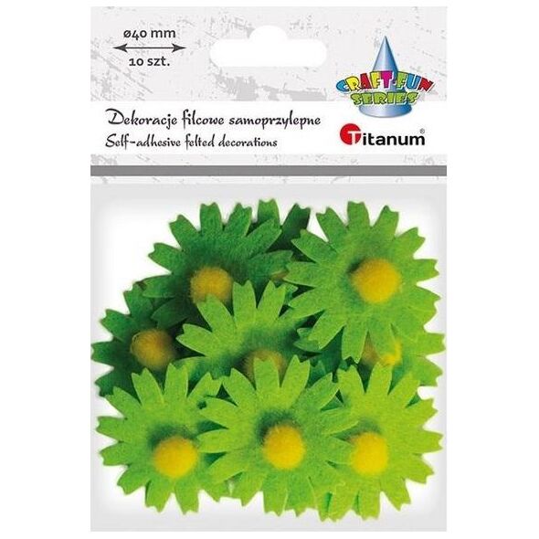 Titanum Filcowe dekoracje 3D kwiaty zielone 10szt
