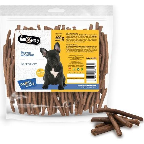 Hau&Miau Pausesnack przysmak dla psa, patyki wołowe 500g