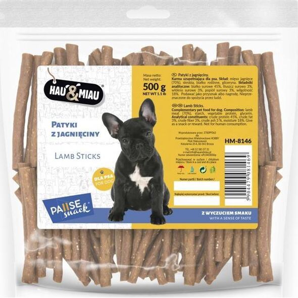 Hau&Miau Pausesnack przysmak dla psa, patyki z jagnięciny 500g