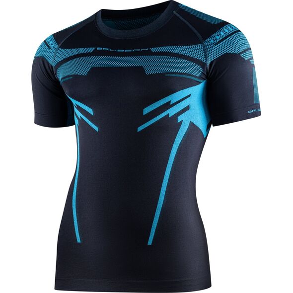 Brubeck SS13700 Koszulka męska DRY z krótkim rękawem grafitowy/niebieski XXL