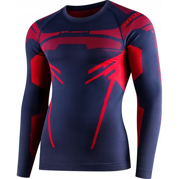 Brubeck LS15700 Bluza męska DRY ciemnoniebieski/czerwony XL