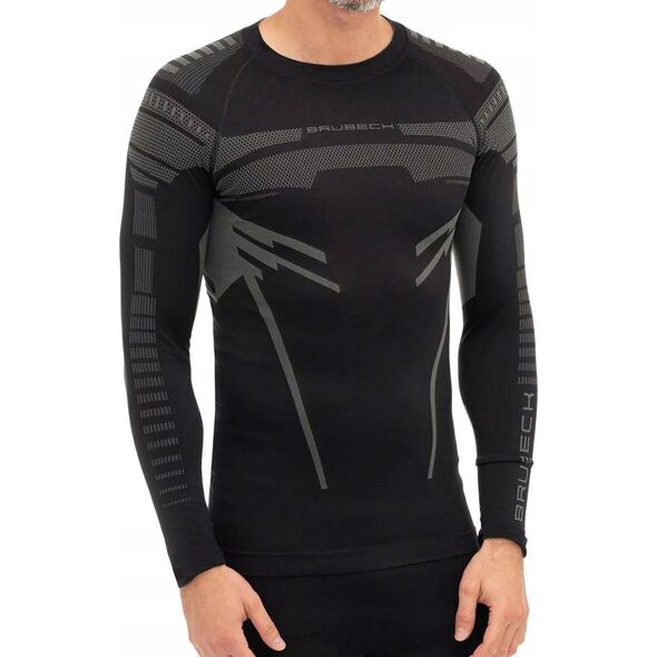 Brubeck LS15700 Bluza męska DRY czarny/grafitowy XXL