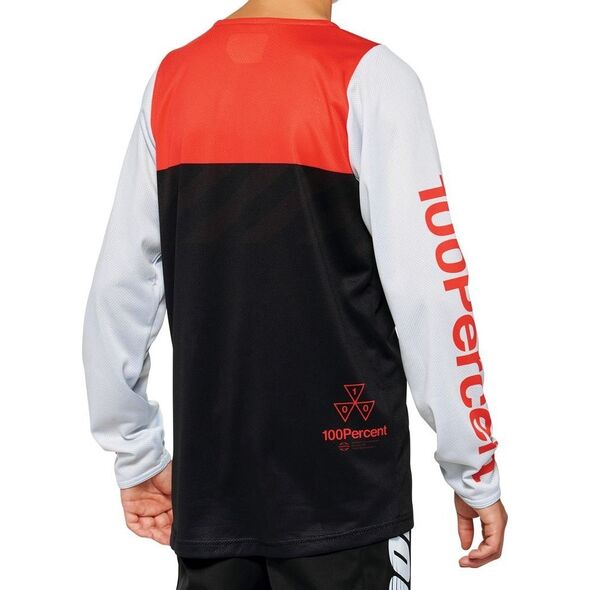 100% Koszulka juniorska 100% R-CORE Youth Jersey długi rękaw black racer red roz. XL (NEW 2022)