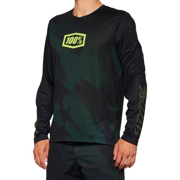 100% Koszulka męska 100% AIRMATIC LE Long Sleeve black camo roz. L (NEW 2022)