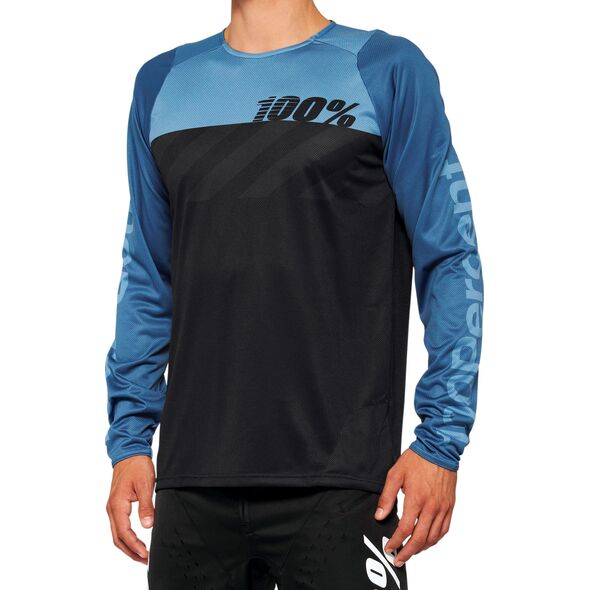 100% Koszulka męska 100% R-CORE Jersey długi rękaw black white roz. XL (NEW 2022)