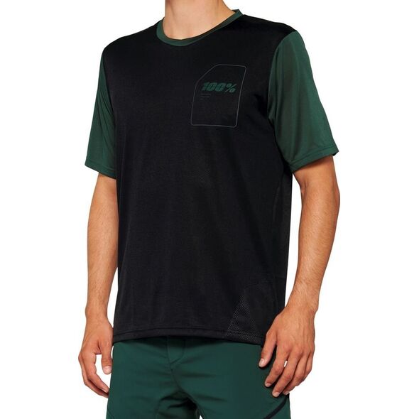 100% Koszulka męska 100% RIDECAMP Jersey krótki rękaw black forest green roz. L (NEW 2022)