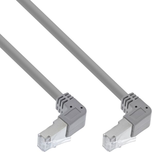 InLine InLine® Patch cable two side down angled, S/FTP (PiMf), Cat.6, 250MHz, PVC, copper, grey, 1.1m