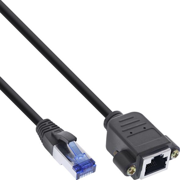 InLine InLine® Patch cable built-in extension, S/FTP (PiMf), Cat.6A, halogen-free, copper, black, 2m