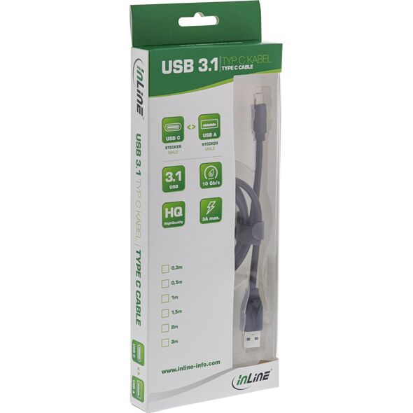 Kabel USB InLine USB-A - USB-C 2 m Czarny (B-35712)