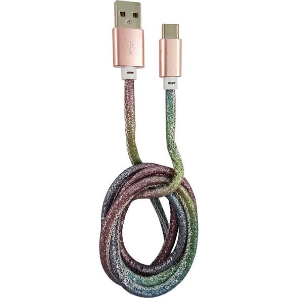 Kabel USB LC-Power USB-A - USB-C 1 m Wielokolorowy (31333C)