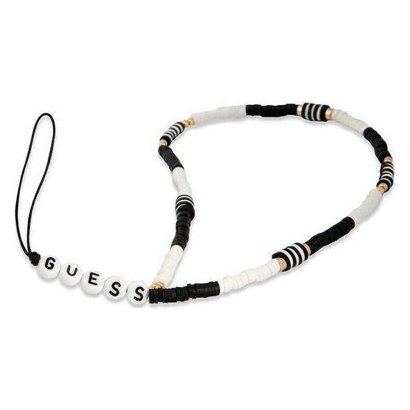 Guess Guess zawieszka GUSTBCKH Phone Strap Heishi Beads czarno-biały/black-white